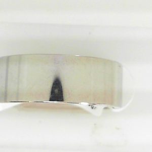 White Platinum Polished Band Ring Width 8 mm 
Size: 10.75 
Gram Weight 19.99 gr