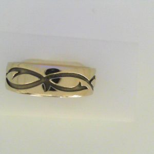 White 14 Karat Polished Band Ring 
Size: 10 
Gram Weight 9.46 gr