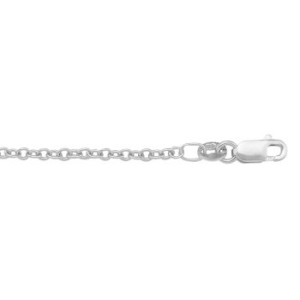 White 14 Karat Polished Cable Link Chain Width 2 mm 
Length 16 in 
Gram Weight 3.7 gr
