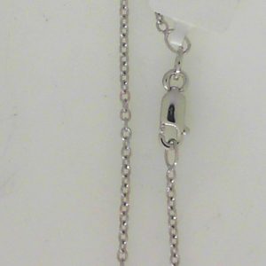 White 14 Karat Polished Cable Link Chain 
Length 18 in 
Gram Weight 2.48 gr