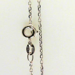 White 14 Karat Polished Cable Link Chain 
Length 16 in 
Gram Weight 1.22 gr