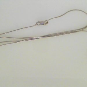 White 18 Karat Polished Snake Estate Chain Width 0.86 mm
Length 32 in
Gram Weight 7 gr