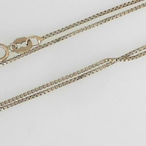 Yellow 10 Karat Polished Box Estate Chain 
Length 18 in 
Gram Weight 1.9 gr