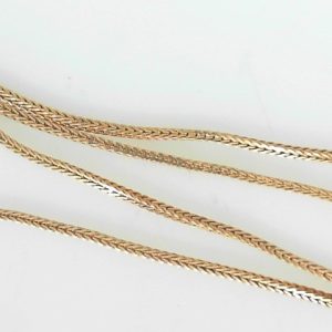 Yellow 14 Karat Polished Foxtail Estate Chain Width 1.8 mm
Length 20 in
Gram Weight 6.2 gr