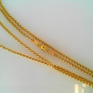 Yellow 14 Karat Polished Foxtail Estate Chain Width 2 mm
Length 24 in
Gram Weight 9.8 gr