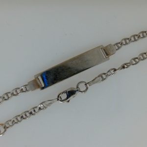 White 10 Karat Polished Marine ID Estate Bracelet 
Length 5.5 in 
Gram Weight 2.1 gr