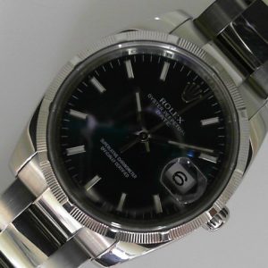 Estate Rolex Dress Year: 2015
Vendor Style #: 115210 Engine turned bezel Oyster Date SN: M471214 Oyster
35mm StainlessSteel
Dial: Blue hash 
Box Included/Papers Included
Condition Very good
1 Year Warranty