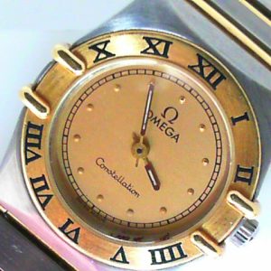 1995 Ladies 18kt./stainless steel Omega Manhattan watch on bracelet 795.1080.1 SN 55046681 minor rust on inner bezel and dial plot discolouration.