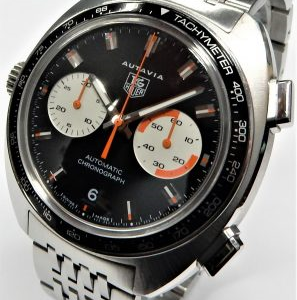 Gents Estate Watch - Tag Chronograph 
Vendor Style #: Autiva Chrono CV 2111
43 StainlessSteel Bracelet 
Dial:Black/White/Orange
Box Not Included/Papers Not Included
Condition Like New/Original
1 Year Warranty