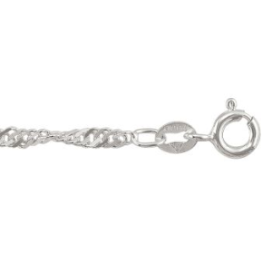 White Sterling Silver Polished Singapore Chain 
Length 18 in 
Gram Weight 3.6 gr