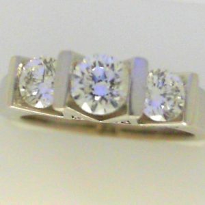 Diamond Engagement Ring 
14 Karat White Engagement Ring 0.86twt
Finger Size 6 Gram Weight 4.7gram weight Width: 2.5 
1 Center Diamond 0.36ct Shape: Round With 2 Round Diamonds 0.50 ctw 0.86