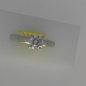 Estate Diamond Engagement Ring 
14 Karat White Estate Engagement Ring 
 Gram Weight 3.5 
1 Center Diamond 0.53ct Shape: Round; Clarity: SI1; Colour: G 0.53