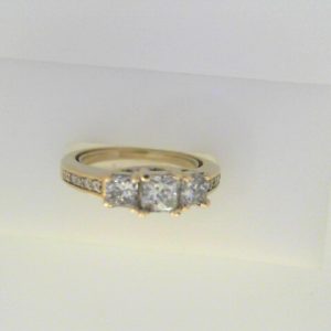 Estate Diamond Engagement Ring 
14 Karat White Estate Engagement Ring 
Finger Size 4.75 Gram Weight 3.94 
 Center Diamond Shape: Round; Clarity: I1; Colour: I/J 0.86