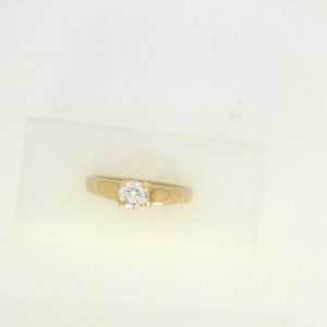 Lady's Yellow/White Polished 14 Karat Solitare Estate Engagement Ring Size 9 With One 0.44Ct Round F/G I1 Diamond Discount: 30
Gram Weight: 4.1
Stock Num: E6741