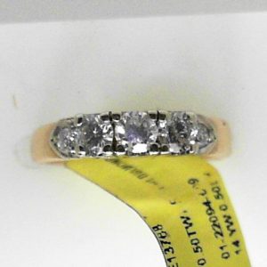 Estate Diamond Engagement Ring 
14 Karat Yellow/White Estate Engagement Ring 
Finger Size 6 Gram Weight 3 
 Center Diamond Shape: Round; Clarity: I1; Colour: I 0.5