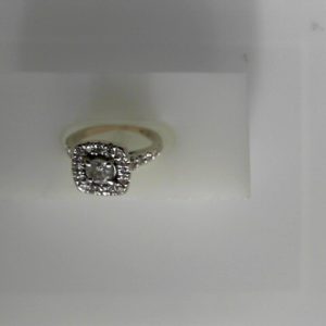 Estate Diamond Engagement Ring 
14 Karat White Estate Engagement Ring 
 Gram Weight 5.4 
 Center Diamond Shape: Round; Clarity: I2; Colour: I 1