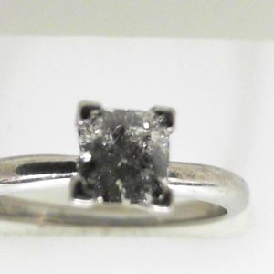 Estate Diamond Engagement Ring 
Platinum White Estate Engagement Ring 
Finger Size 5.75 Gram Weight 3.4 
1 Center Diamond 0.62ct Shape: Princess; Clarity: SI1; Colour: G/H 0.62