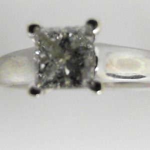 Estate Diamond Engagement Ring 
14 Karat White Estate Engagement Ring 
Finger Size 6.5 Gram Weight 4.66
1 Center Diamond 1.00ct Shape: Princess; Clarity: I2; Colour: I/J 1