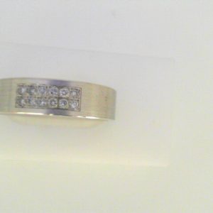 Diamond Ring- Men's 
10 Karat White Men's Diamond Ring 
Finger Size 10 Gram Weight 7.14 
 Center Diamond Shape: Round 0.18