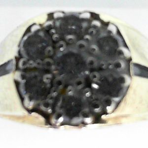 Estate Diamond Ring - Men's 
14 Karat Yellow Estate Diamond Ring Width 12.3mm 
Finger Size 12.5 Gram Weight 12.7 
7 Center Diamonds Shape: Round; Clarity: VS1; Colour: H 1