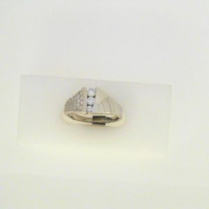 Diamond Dinner Ring - Women's 
14 Karat White Dinner Ring Width 2mm 
Finger Size 6.5 Gram Weight 3.7 
 Center Diamond Shape: Round 0.4