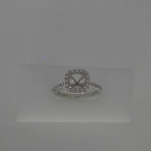 Diamond Semi-Mount Ring 
14 Karat White Ring 
Finger Size 6.5 Gram Weight 4.13 
30 Center Diamonds Shape: Round; Clarity: SI; Colour: G/H 0.41