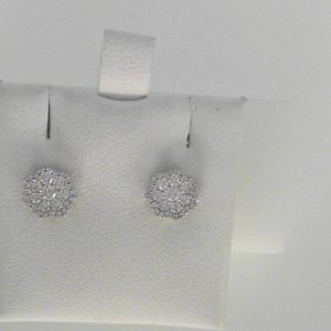 Diamond Earrings 
14 Karat White Diamond Earrings 
Gram Weight 1.55 
100 Center Diamonds Shape: Round 0.5