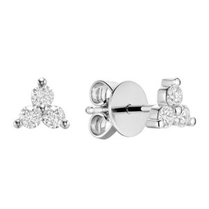Diamond Earrings 
14 Karat White Diamond Earrings 
Gram Weight 1.21 
6 Center Diamonds Shape: Round 0.29