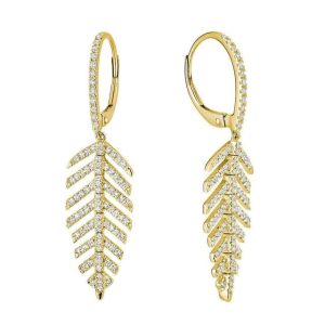 Diamond Earrings 
14 Karat Yellow Diamond Earrings 
Gram Weight 3.47 
18 Center Diamonds Shape: Round 0.45