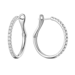 Diamond Earrings 
14 Karat White Diamond Earrings 
Gram Weight 4.98 
30 Center Diamonds Shape: Round 0.76