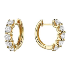 Diamond Earrings 
14 Karat Yellow Diamond Earrings 
Gram Weight 3.69 
10 Center Diamonds Shape: Round 1.43