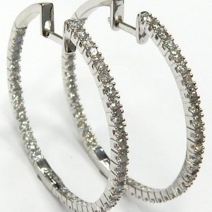 Estate Diamond Earrings 
14 Karat White Estate Diamond Earrings 
Gram Weight 4.3 
80 Center Diamonds Shape: Round; Clarity: I1; Colour: H/I 1