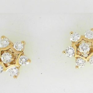Estate Diamond Earrings 
18 Karat Yellow Estate Diamond Earrings 
Gram Weight 4.4 
14 Center Diamonds Shape: Round; Clarity: VS; Colour: F 1.45