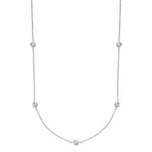 Diamond Pendant/Necklace 
14 Karat White Diamond Pendant 
Gram Weight 2.68 Chain Style: Cable Link 14 Karat White Length: 20in 
10 Center Diamonds Shape: Round 0.72