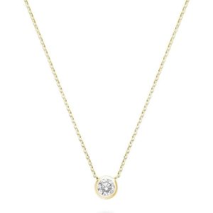 Diamond Pendant/Necklace 
14 Karat Yellow Diamond Pendant 
 Chain Style: Cable Link 14 Karat Yellow Length: 18in 
1 Center Diamond 0.13ct Shape: Round 0.13