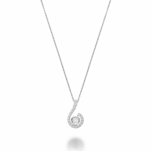 Diamond Pendant/Necklace 
14 Karat White Diamond Pendant 
Gram Weight 3.29 Chain Style: Cable Link 14 Karat White Length: 18in 
21 Center Diamonds Shape: Round 0.46