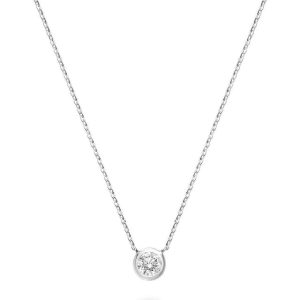 Diamond Pendant/Necklace 
14 Karat White Diamond Pendant 
Gram Weight 1.3 Chain Style: Cable Link 14 Karat White Length: 17in 
1 Center Diamond 0.13ct Shape: Round 0.13