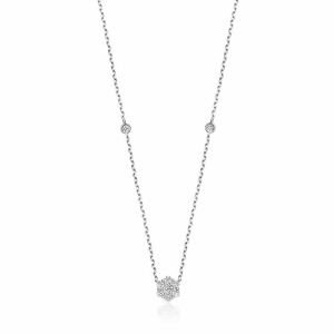 Diamond Pendant/Necklace 
14 Karat White Diamond Pendant 
 Chain Style: Cable Link 14 Karat White Length: 20in 
13 Center Diamonds Shape: Round 0.37