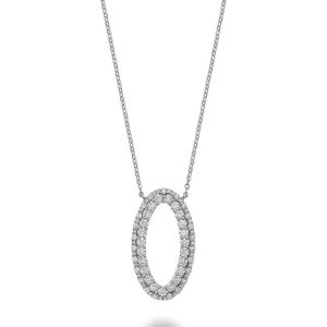 Diamond Pendant/Necklace 
14 Karat White Diamond Pendant 
 Chain Style: Cable Link 14 Karat White Length: 18in 
73 Center Diamonds Shape: Round 0.95
