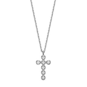 Diamond Pendant/Necklace 
14 Karat White Diamond Pendant 
Gram Weight 1.57 Chain Style: Cable Link 14 Karat White Length: 18in 
7 Center Diamonds Shape: Round 0.09