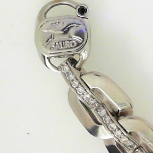 Sauro Estate Diamond Bracelet 
18 Karat White Estate Diamond Bracelet Length: 8in Width: 12.5mm 
Gram Weight 53.8 
90 Center Diamonds Shape: Round; Clarity: SI; Colour: H/I 2.25