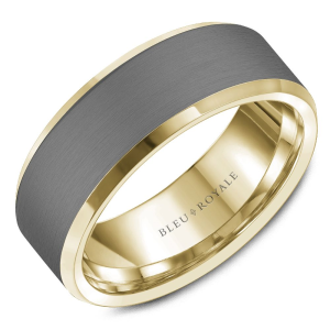 Yellow/Grey Tantalum/14K Satin Band Ring Width 8 mm 
Size: 10