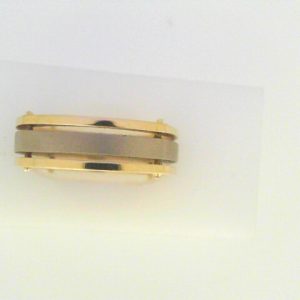 Yellow/White 10 Karat Sandpaper Band Ring Width 6.3 mm 
Size: 10 
Gram Weight 5.79 gr