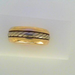 Yellow/White 14 Karat Polished Band Ring 
Size: 10 
Gram Weight 9.54 gr