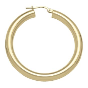 Yellow 14 Karat Polished Large Hoop Earring Width 4 mm 
Gram Weight 4 gr 
Length 38 mm