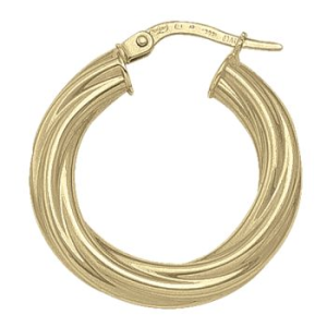 Yellow 14 Karat Polished Medium Hoop Earring Width 4 mm 
Gram Weight 2.4 gr 
Length 22.4 mm