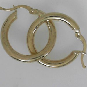 Yellow 14 Karat Polished Small Hoop Earring Width 3 mm 
Gram Weight 2.17 gr