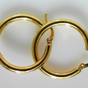Yellow 14 Karat Polished Medium Hoop Earring Width 3 mm 
Gram Weight 2.51 gr