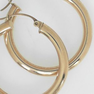 Yellow 10 Karat Polished Medium Hoop Estate Earring 
Gram Weight 3.2 gr