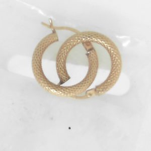 Yellow 14 Karat Matte' Small Hoop Estate Earring 
Gram Weight 1.87 gr